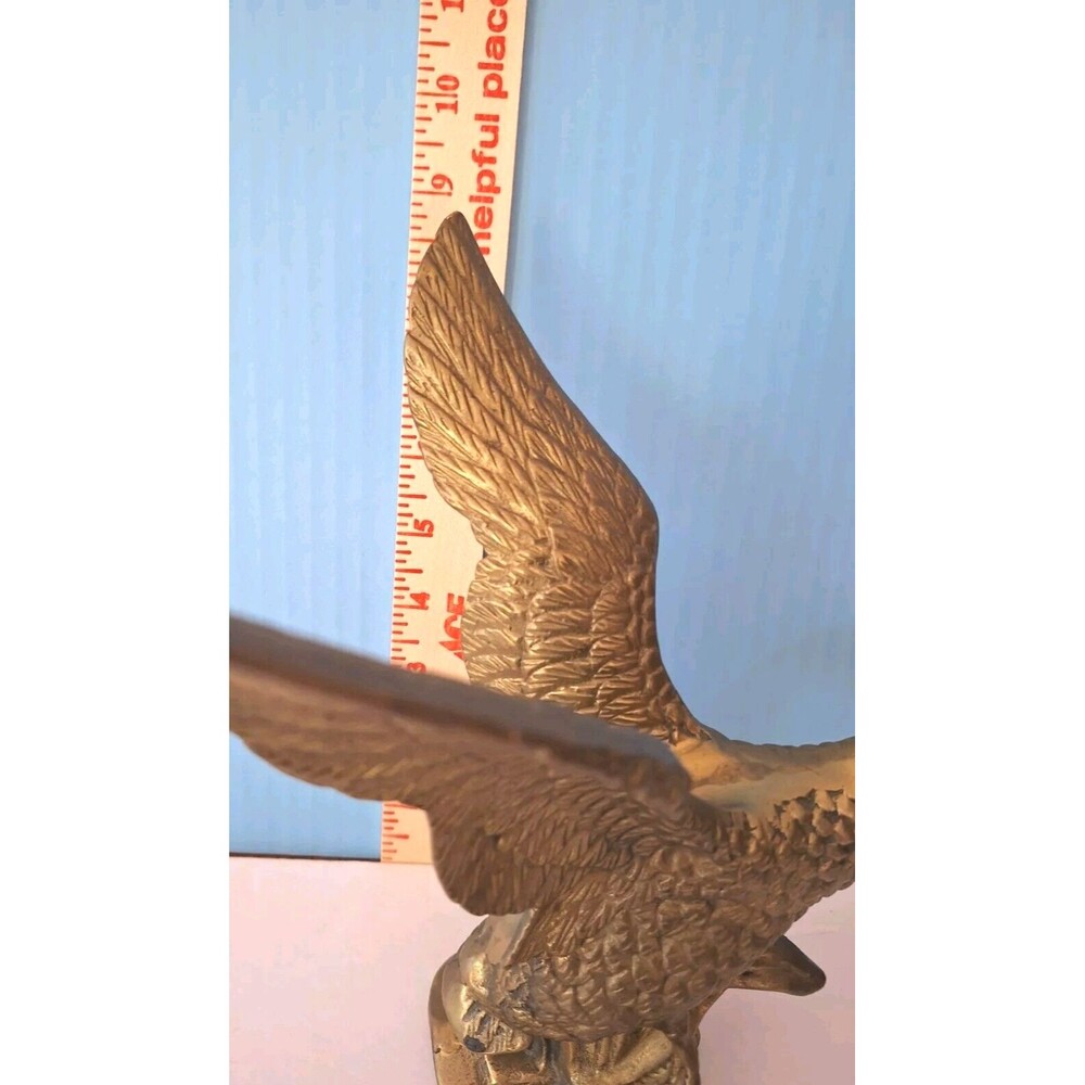 VTG Heavy Solid Brass Duck Fowl Taking Flight Sculpture Nice Patina & Detail - Picture 13 of 14